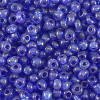 Glass seed beads 8/0 (3mm) Transparent royal blue
